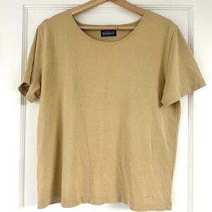 Patagonia Vintage Organic Cotton T-Shirt Womens Beige Crew Neck Short Sleeve Top